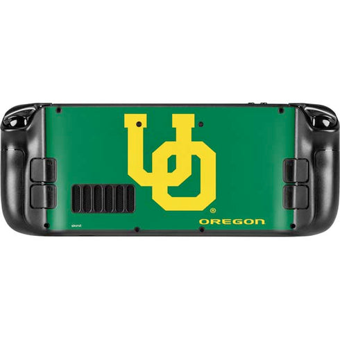 University of Oregon UO on Green Steam Deck Handheld Gaming Computer Skin