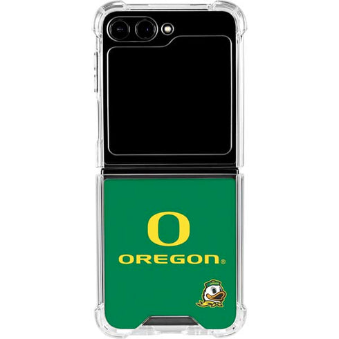 University of Oregon Yellow O with Text Galaxy Z Flip6 Clear Case
