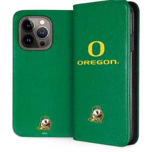 University of Oregon Yellow O with Text iPhone 13 Pro Folio Case
