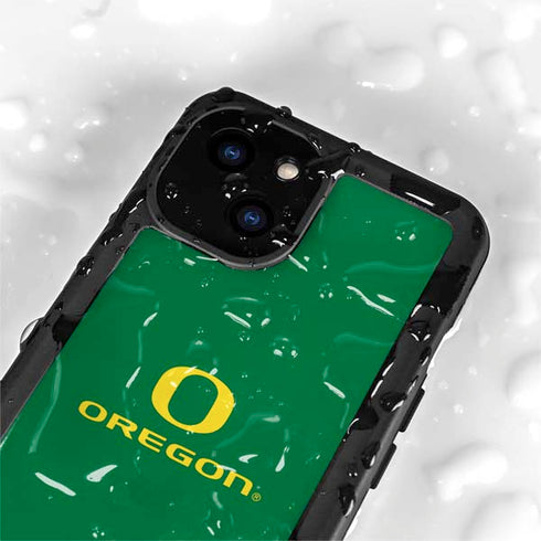 University of Oregon Yellow O with Text iPhone 15 Plus Waterproof Case