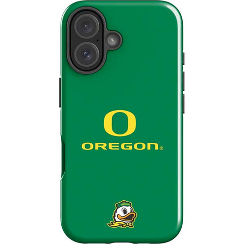 University of Oregon Yellow O with Text iPhone 16 Plus Impact Case