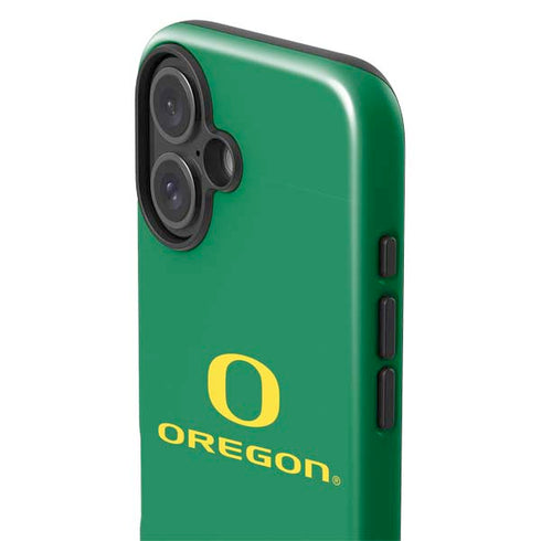 University of Oregon Yellow O with Text iPhone 16 Plus Impact Case