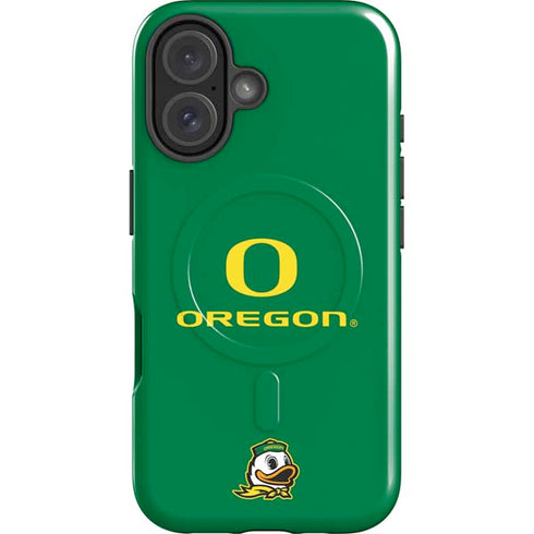 University of Oregon Yellow O with Text iPhone 16 Plus Magsafe Impact Case