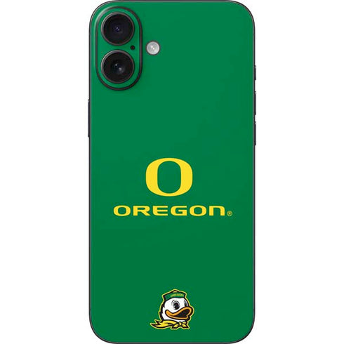 University of Oregon Yellow O with Text iPhone 16 Plus Skin