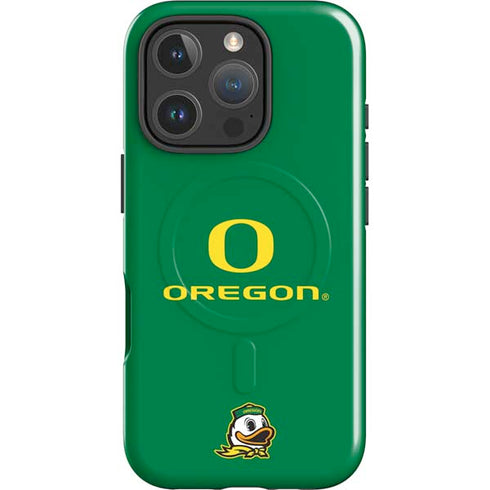 University of Oregon Yellow O with Text iPhone 16 Pro Max Magsafe Impact Case