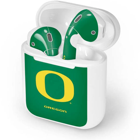 University of Oregon Yellow O on Green Apple AirPods Skin