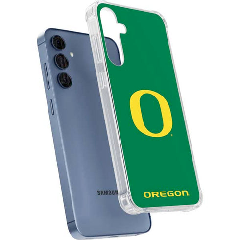University of Oregon Yellow O on Green Galaxy A35 5G Clear Case
