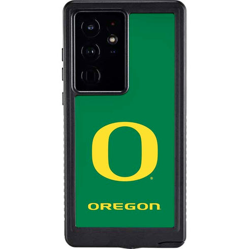 University of Oregon Yellow O on Green Galaxy S24 Ultra Waterproof Case
