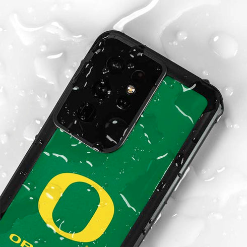 University of Oregon Yellow O on Green Galaxy S24 Ultra Waterproof Case