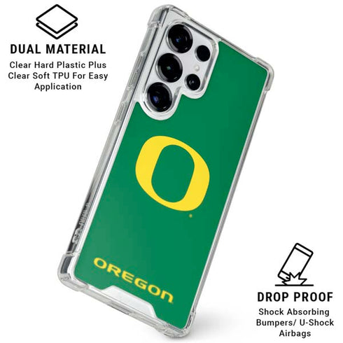 University of Oregon Yellow O on Green Galaxy S25 Ultra Clear Case