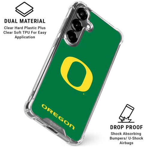 University of Oregon Yellow O on Green Galaxy S26 Clear Case