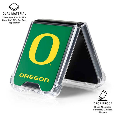 University of Oregon Yellow O on Green Galaxy Z Flip6 Clear Case