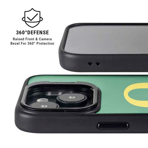 University of Oregon Yellow O on Green iPhone 13 Kickstand Case