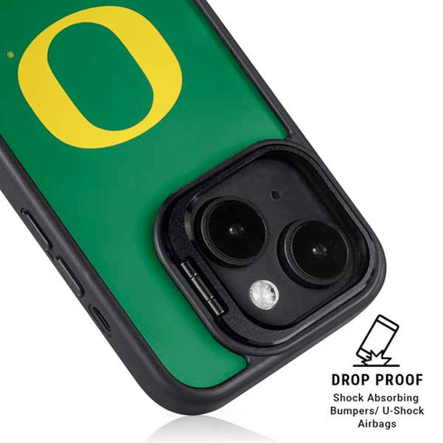 University of Oregon Yellow O on Green iPhone 14 Kickstand Case