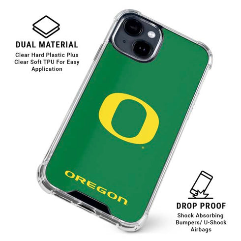 University of Oregon Yellow O on Green iPhone 15 Clear Case