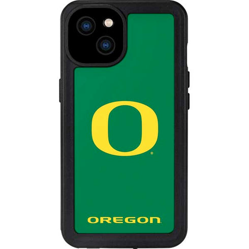 University of Oregon Yellow O on Green iPhone 15 Plus Waterproof Case