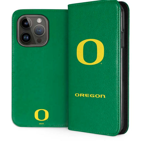 University of Oregon Yellow O on Green iPhone 15 Pro Folio Case