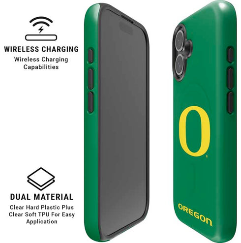 University of Oregon Yellow O on Green iPhone 16 Plus Magsafe Impact Case