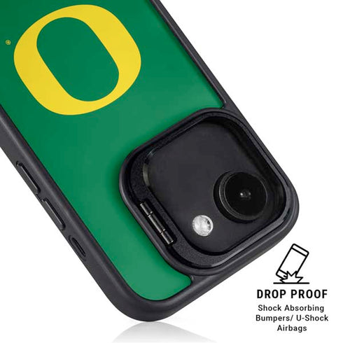 University of Oregon Yellow O on Green iPhone 16e Kickstand Case