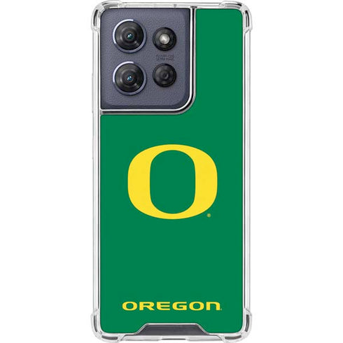 University of Oregon Yellow O on Green Moto G 5G (2025) Clear Case