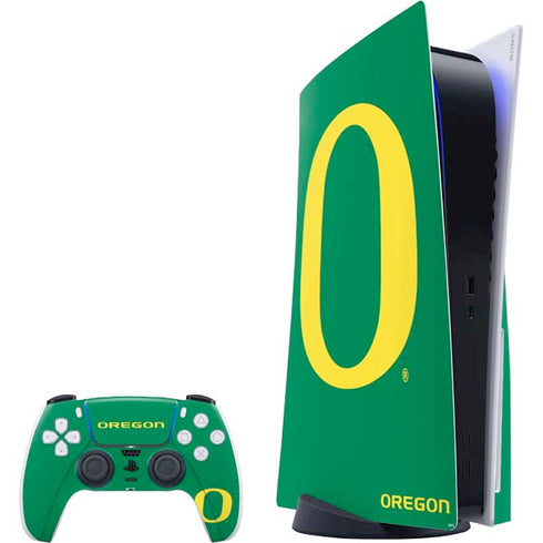 University of Oregon Yellow O on Green PlayStation PS5 Skins
