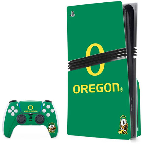 University of Oregon Yellow O with Text PS5 Pro Disk Bundle Skin