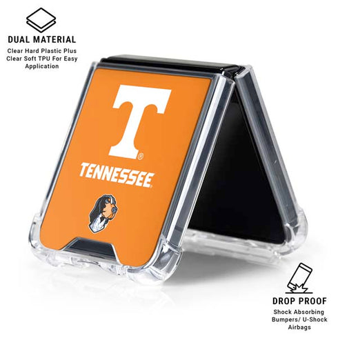 University of Tennessee-Knoxville T Logo on Orange Galaxy Z Flip6 Clear Case