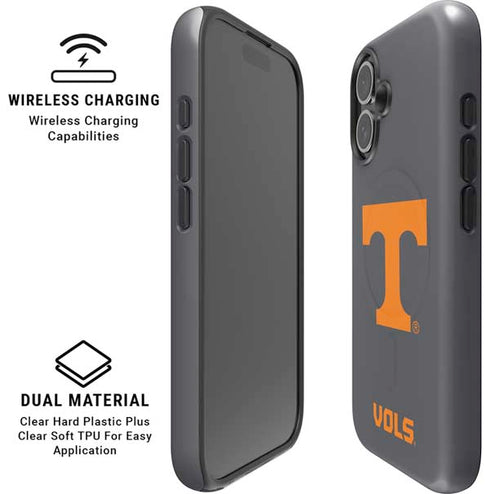 University of Tennessee-Knoxville T Logo Vols on Gray iPhone 16 Plus Magsafe Impact Case