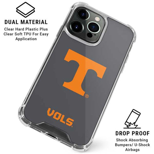 University of Tennessee-Knoxville T Logo Vols on Gray iPhone 16 Pro Max Clear Case