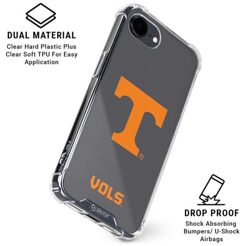 University of Tennessee-Knoxville T Logo Vols on Gray iPhone 16e Clear Case