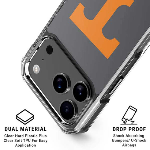 University of Tennessee-Knoxville T Logo Vols on Gray iPhone 18 Pro Clear Case