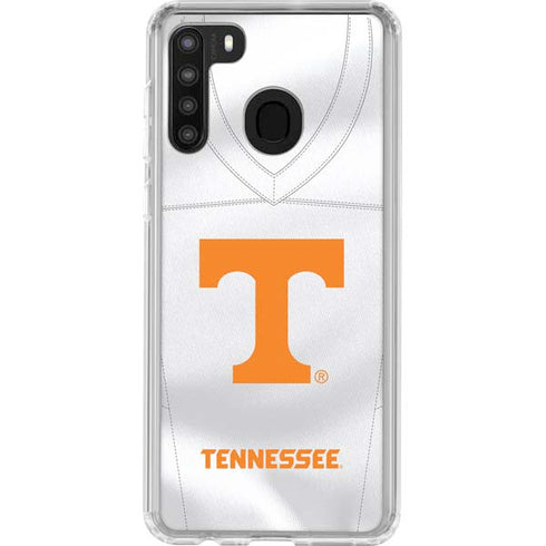 University of Tennessee White Jersey Galaxy A21 Clear Case