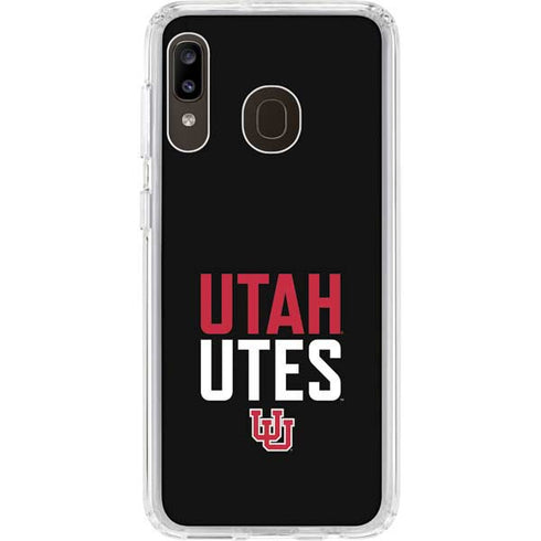 University of Utah Interlocking U Galaxy A20 Clear Case