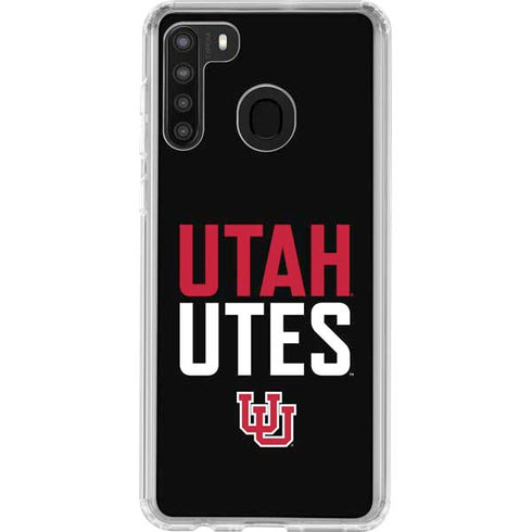 University of Utah Interlocking U Galaxy A21 Clear Case