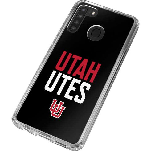 University of Utah Interlocking U Galaxy A21 Clear Case