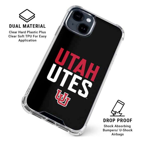 University of Utah Interlocking U iPhone 14 Plus Clear Case