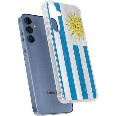 Uraguay Flag Distressed Galaxy A55 5G Clear Case