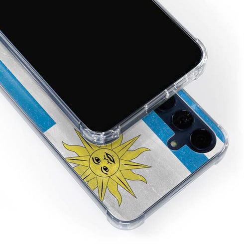 Uraguay Flag Distressed Galaxy A55 5G Clear Case
