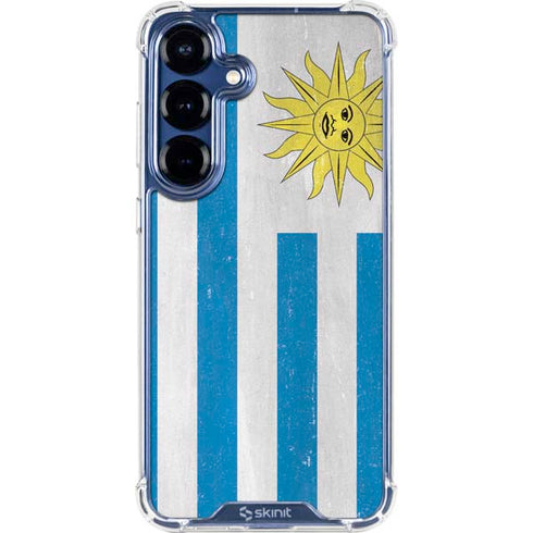 Uraguay Flag Distressed Galaxy S25 Clear Case