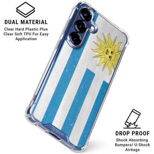 Uraguay Flag Distressed Galaxy S25 Plus Clear Case