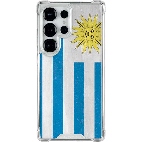 Uraguay Flag Distressed Galaxy S25 Ultra Clear Case
