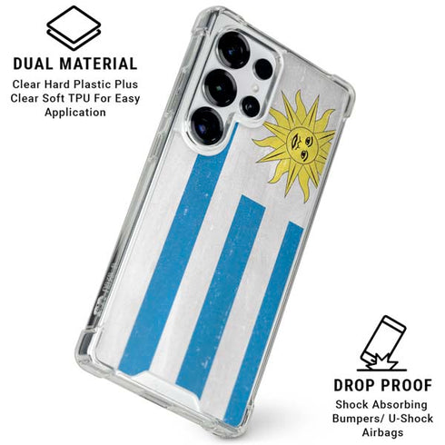 Uraguay Flag Distressed Galaxy S25 Ultra Clear Case