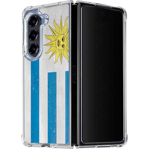 Uraguay Flag Distressed Galaxy Z Fold5 5G Clear Case
