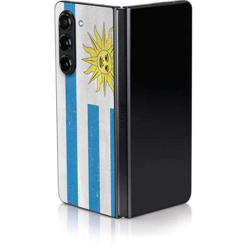 Uraguay Flag Distressed Galaxy Z Fold5 5G Skin
