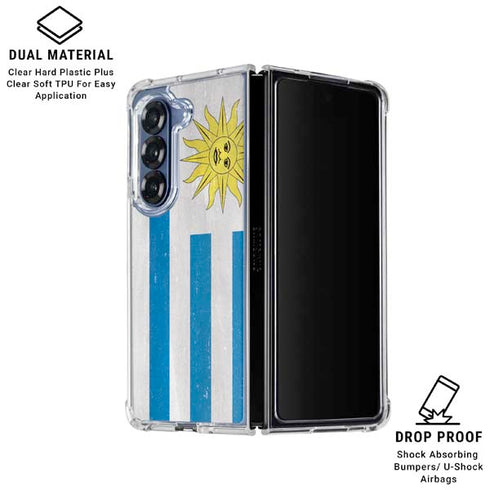 Uraguay Flag Distressed Galaxy Z Fold6 Clear Case