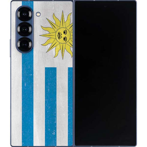 Uraguay Flag Distressed Galaxy Z Fold6 Skin
