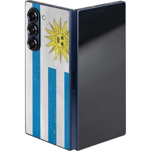 Uraguay Flag Distressed Galaxy Z Fold6 Skin