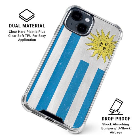 Uraguay Flag Distressed iPhone 15 Clear Case