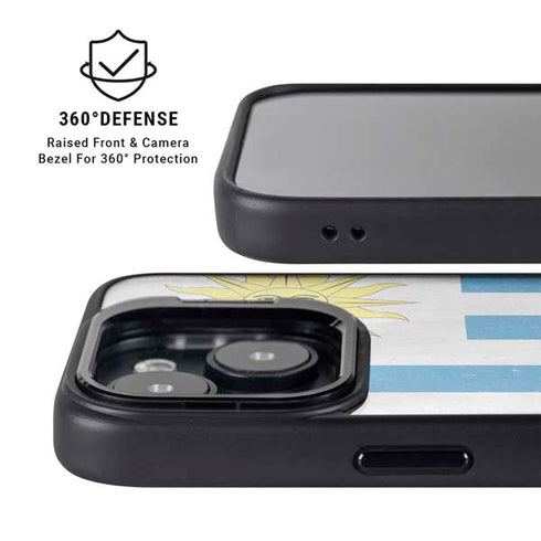 Uraguay Flag Distressed iPhone 15 Kickstand Case