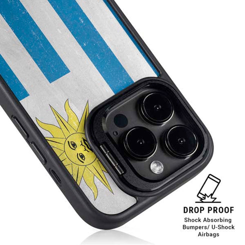 Uraguay Flag Distressed iPhone 15 Pro Kickstand Case